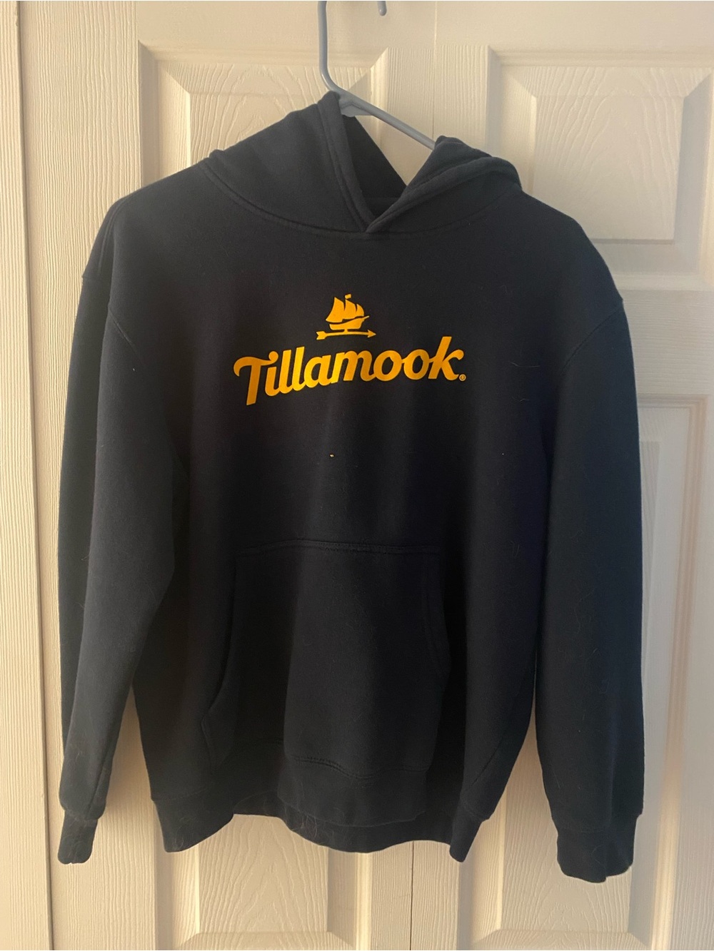 Kid’s Dark Navy Hoodie with Yellow Logo Tillamook